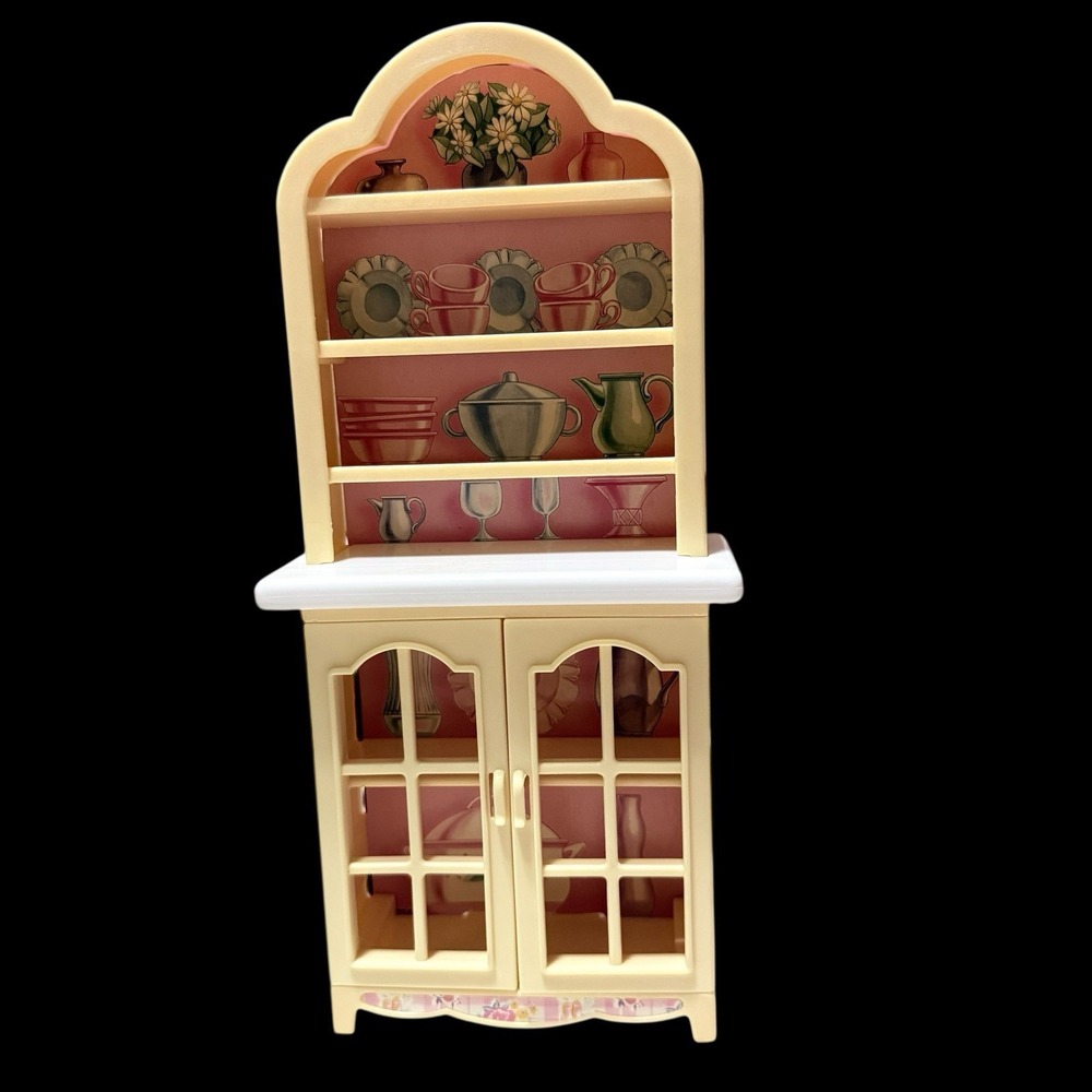 1996 Vintage Mattel Barbie Folding Pretty House China Cabinet Hutch Opens!!